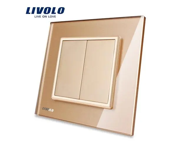 Priza blank/goala Livolo cu rama din sticla (Auriu)