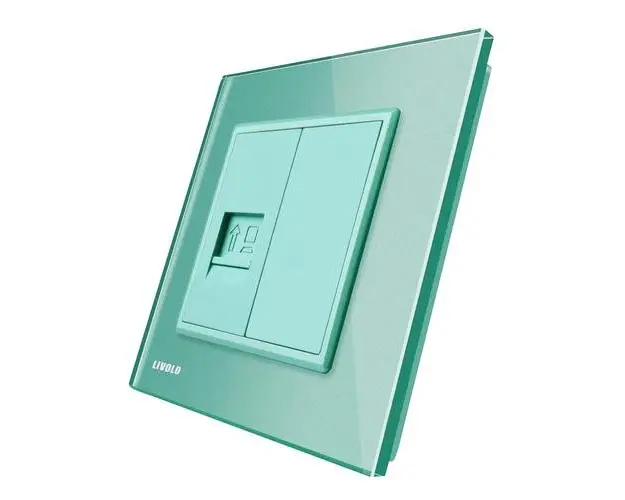 Priza internet Livolo cu rama din sticla (Verde)