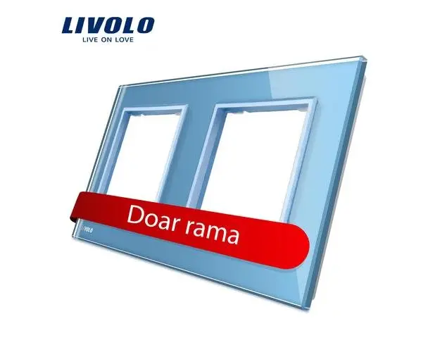 Rama priza dubla Livolo din sticla (Albastru)