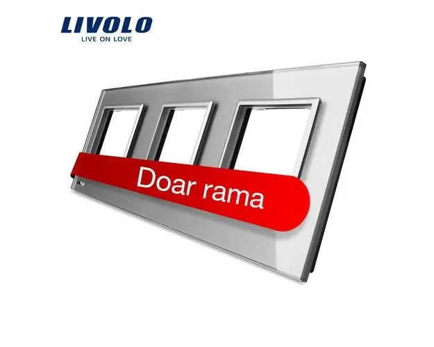 Rama priza tripla Livolo din sticla (Gri)