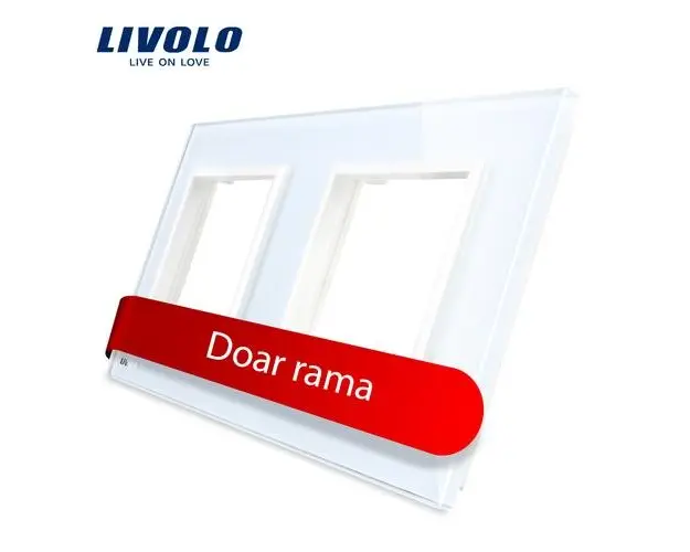 Rama priza dubla Livolo din sticla (Alb)
