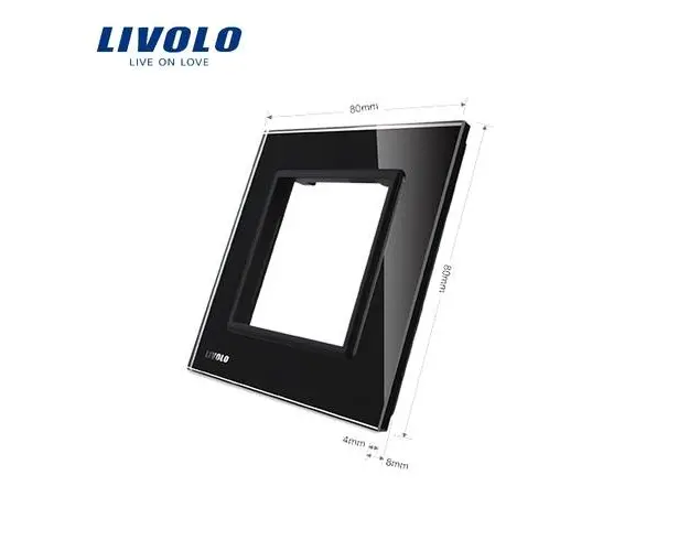 Rama priza simpla Livolo din sticla (Negru)