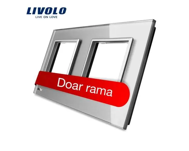 Rama priza dubla Livolo din sticla (Gri)