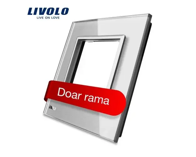 Rama priza simpla Livolo din sticla (Gri)