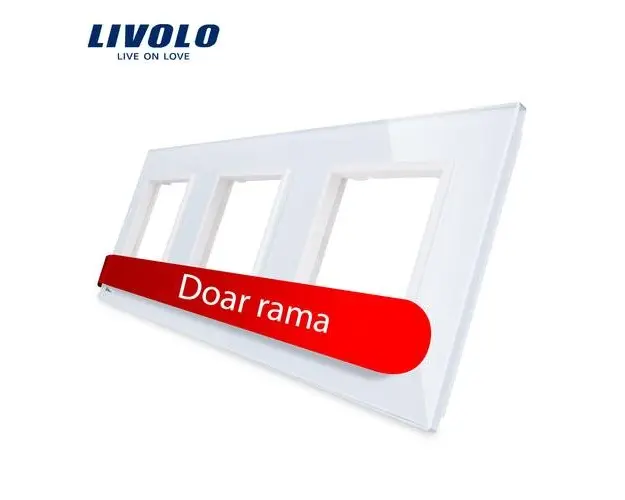 Rama priza tripla Livolo din sticla (Alb)
