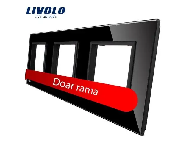 Rama priza tripla Livolo din sticla (Negru)