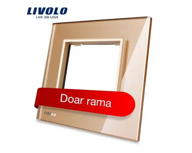 Rama priza simpla Livolo din sticla (Auriu)