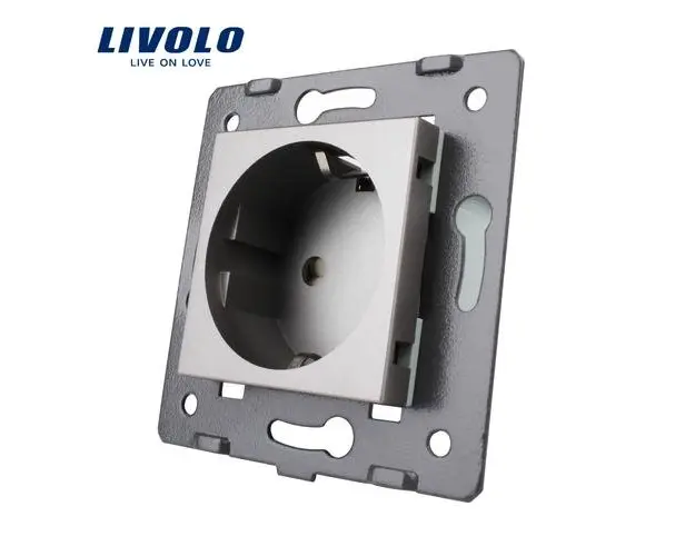 Priza simpla Livolo fara rama din sticla (Gri)