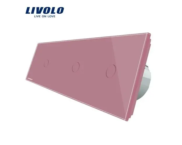 Intrerupator triplu cu touch Livolo din sticla (Roz)
