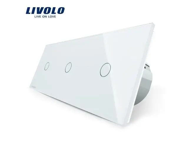 Intrerupator triplu cu touch Livolo din sticla (Alb)