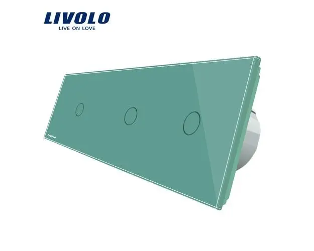 Intrerupator triplu cu touch Livolo din sticla (Verde)