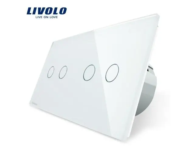 Intrerupator dublu + dublu cu touch Livolo din sticla (Alb)