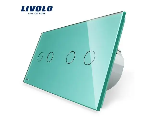 Intrerupator dublu + dublu cu touch Livolo din sticla (Verde)