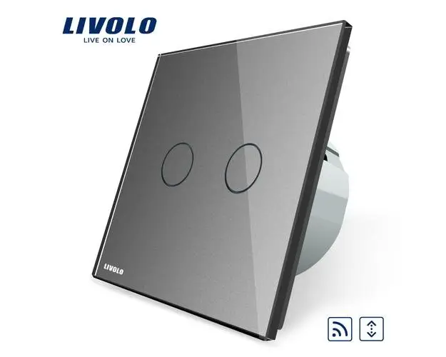 Intrerupator draperie wireless cu touch Livolo din sticla (Gri)