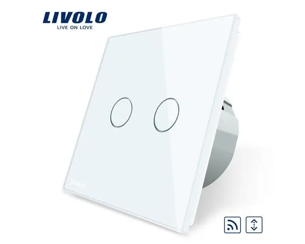 Intrerupator draperie wireless cu touch Livolo din sticla (Alb)