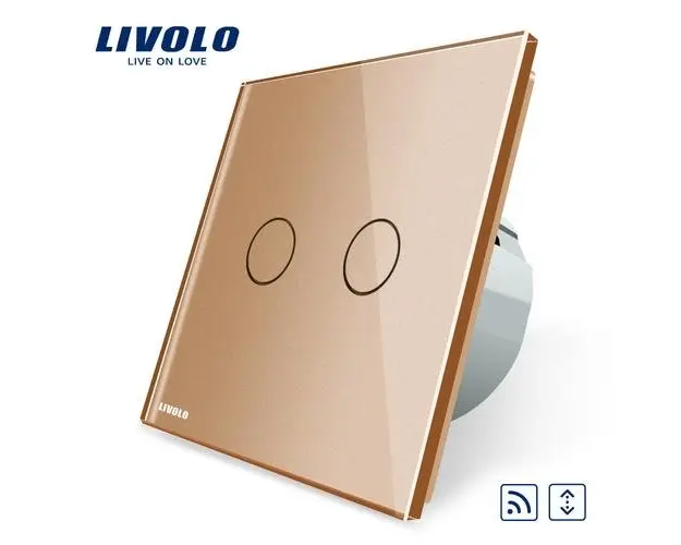 Intrerupator draperie wireless cu touch Livolo din sticla (Auriu)