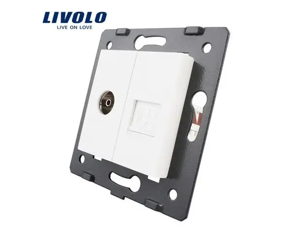 Priza dubla televizor + priza internet Livolo (Alb)