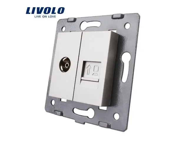 Priza dubla televizor + priza internet Livolo (Gri)