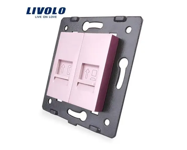 Priza dubla telefon + internet Livolo (Roz)