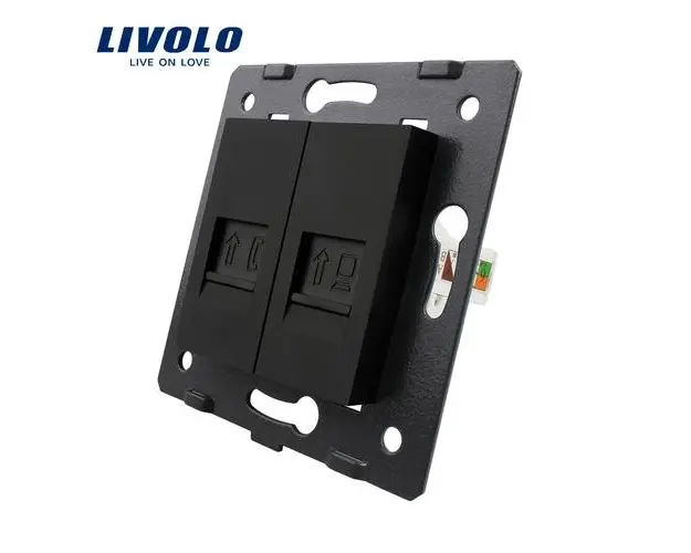 Priza dubla telefon + internet Livolo (Negru)