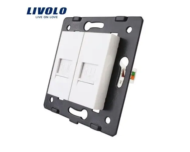 Priza dubla telefon + internet Livolo (Alb)