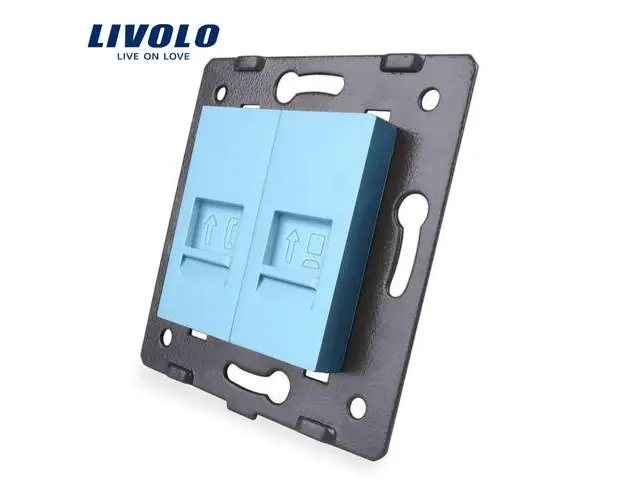 Priza dubla telefon + internet Livolo (Albastru)