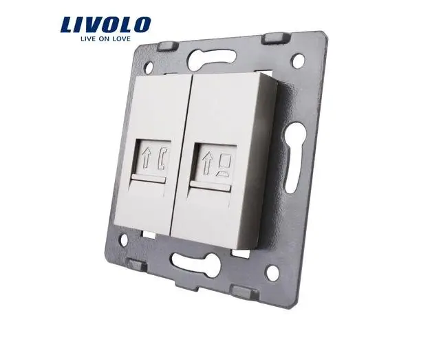 Priza dubla telefon + internet Livolo (Gri)