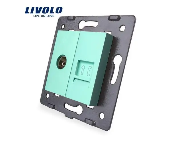 Priza dubla TV + telefon Livolo (Verde)