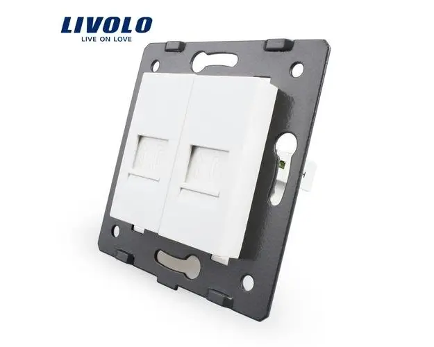 Priza dubla telefon Livolo (Alb)