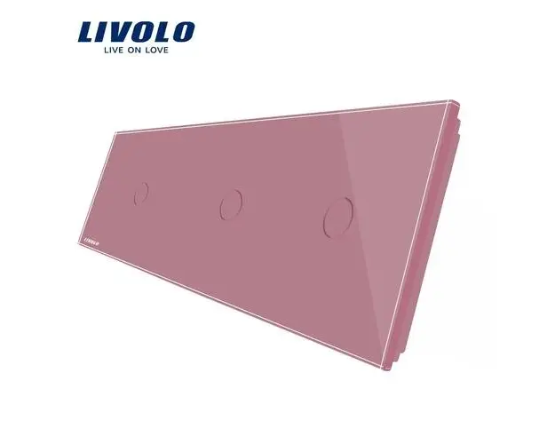 Panou intrerupator simplu+simplu+simplu cu touch Livolo din sticla (Roz)
