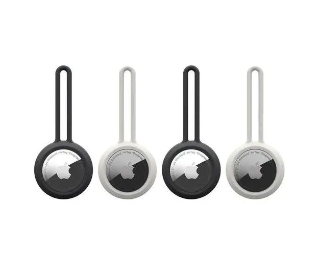 Set 4 Carcase de protectie UAG U Dot Loop compatibile cu Apple AirTag, Antimicrobiane (Negru/Alb)