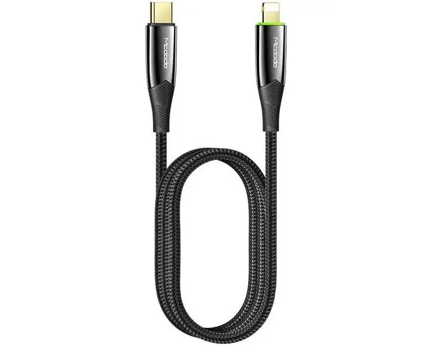 Cablu de date Mcdodo Shark Series Type-C la Lightning, PD, 1.8m, 20W, oprire automata (Negru)