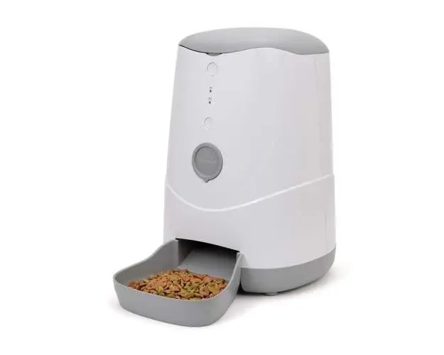 Dispenser smart pentru hrana PETONEER Nutri pentru animale, 3.7L, WiFi, Control vocal si aplicatie, Alb