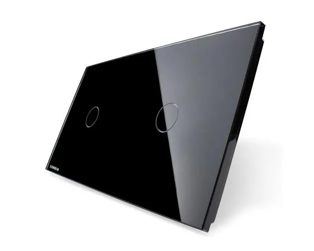Panou intrerupator simplu+simplu cu touch Livolo din sticla, Negru (Modulul intrerupatorului nu este inclus in pret)