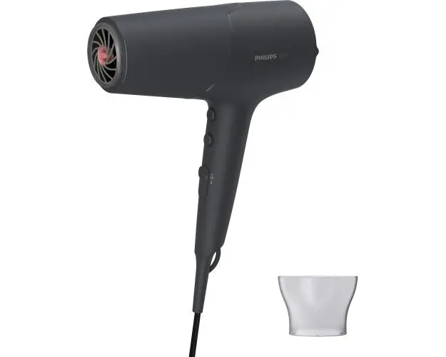Uscator de par Philips BHD504/00, 2100W, tehnologie ThermoShield, ingrijire cu ioni, 6 setari de viteza/temperatura, cap de coafare 14 mm, Gri carbune metalizat