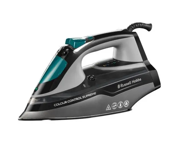 Fier de calcat Russell Hobbs Colour Control Supreme 25400-56, 3100 W, Talpa multicolora Colour Protect, Tehnologie Colour Control, Negru/Gri