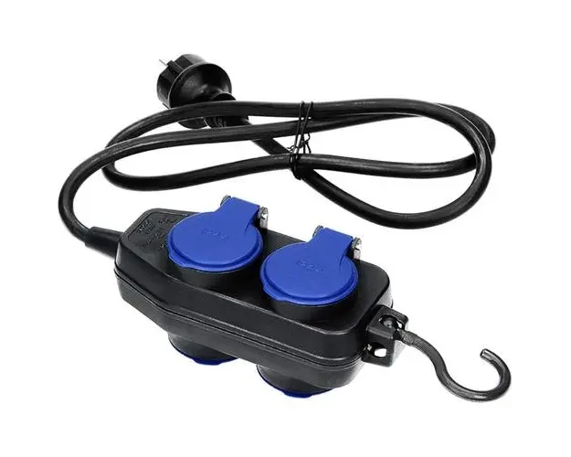 Prelungitor ORNO OR-AE-13160(GS)/10M, 10 m, 4 x 2P + Z, IP44, capac ermetic, carlig, negru/albastru