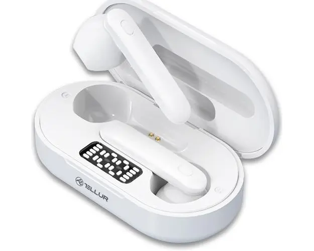 Casti In-Ear Bluetooth Tellur Flip, True Wireless, alb