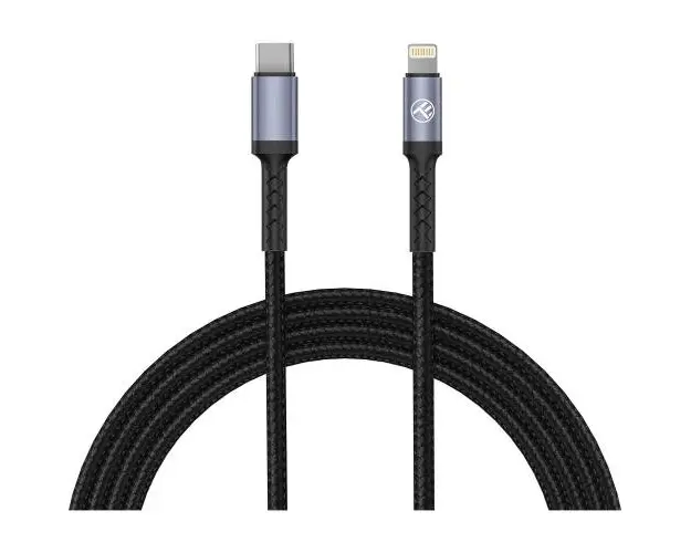 Cablu Tellur Type-C to Lightning, 2A, PD18W, 1m, nailon, negru
