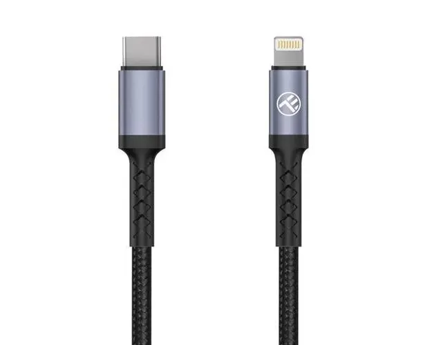 Cablu Tellur Type-C to Lightning, 3A, PD30W, 2m, nailon, negru