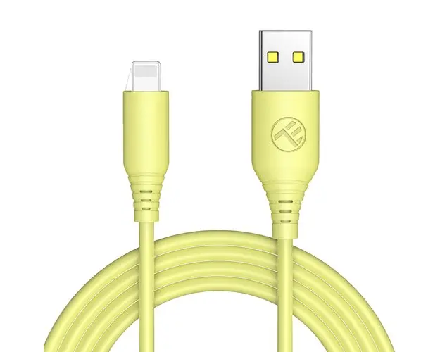 Cablu silicon Tellur USB to Lightning, 3A, 1m, Galben
