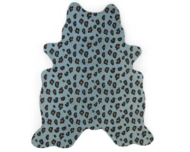 Covor Bumbac Childhome 145x160 cm, Leopard Albastru