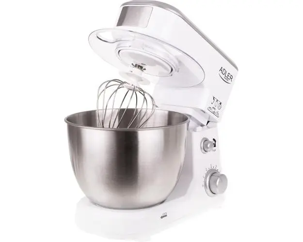 Mixer planetar Adler AD4216, 1000W, 6 viteze, capacitate bol 4l, Alb/Inox