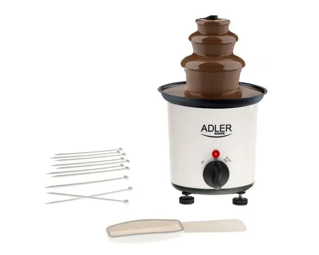 Fantana de ciocolata Adler AD4487, 3 niveluri, lingura pentru ciocolata, 10 tepuse, incalzire 80 grade