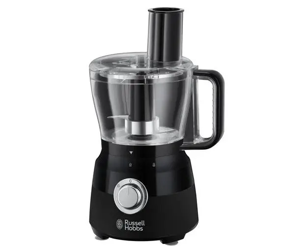 Robot de bucatarie Russell Hobbs Matte Black 24732-56, 600 W, 2.5 L, 6 accesorii, 2 viteze, Puls, Negru