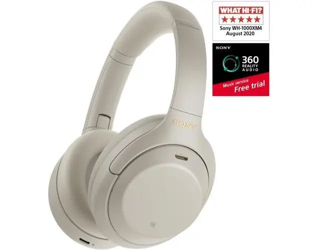 Casti Over the Ear Sony WH-1000XM4S, Wireless, Bluetooth, Noise cancelling, Microfon, Argintiu