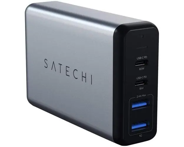 Incarcator laptop Satechi Dual TYPE-C PD Travel Charge, 75W, Space Gray