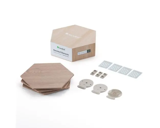 Kit extindere 3 panouri luminoase modulare inteligente Nanoleaf Hexagons Starter Kit, Wi-Fi,LED, 2W/panou, 22lm/panou, lumina alba reglabila, compatibil Apple HomeKit, Amazon Alexa, Google Assistant