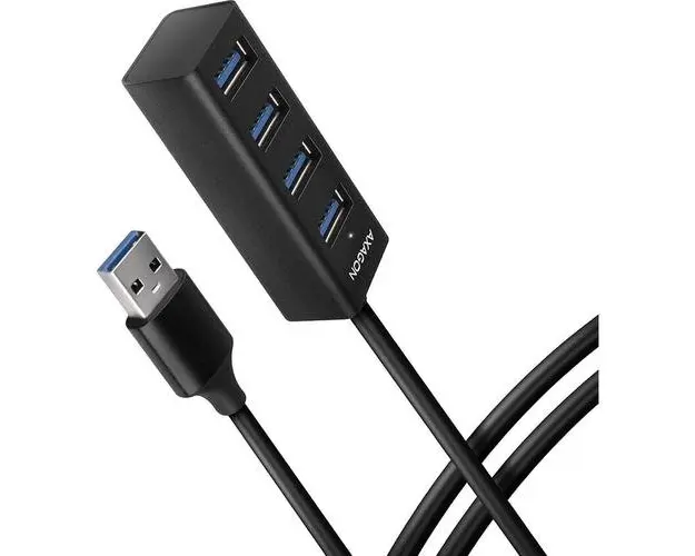 Hub USB AXAGON HUE-M1AL, 4x USB3.2 Gen 1, hub Subtire, cablu de 120 cm USB Tip A, Negru