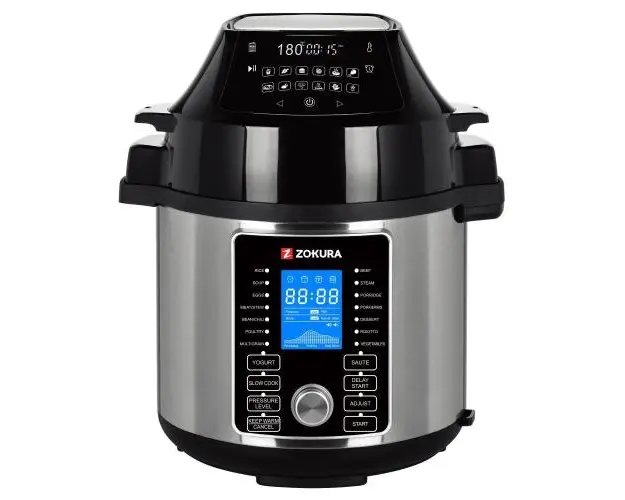 Oala sub presiune electrica 2 in 1 Zokura Z1229, 1500W, 5.6l, 26 programe, functie pastrare la cald, Negru/Argintiu